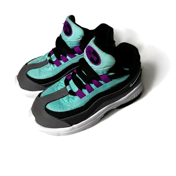 Nike Air Max 95 infant/toddler girl shoes gunsmoke/aurora green size 9C - Picture 1 of 13